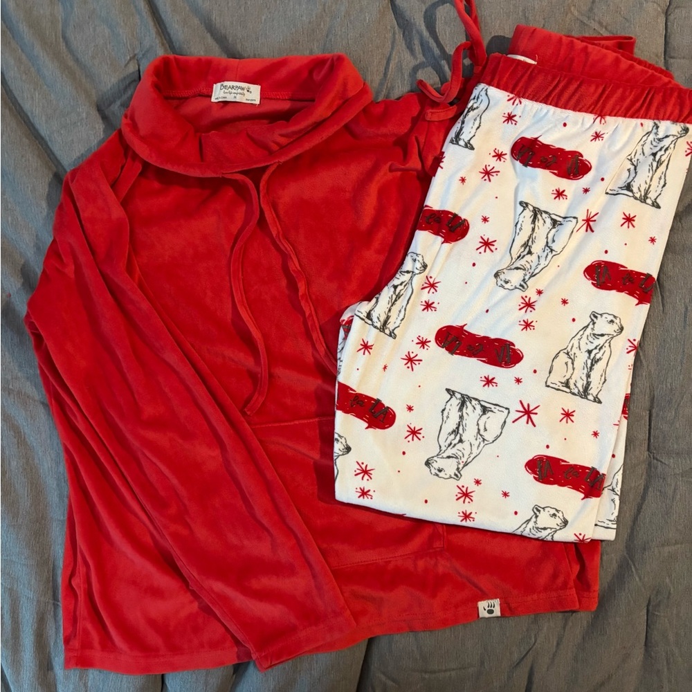 BearPaw Red and White Festive Pajama Set